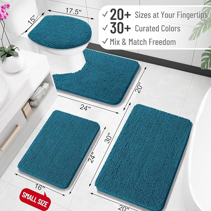 OLANLY Small Bathroom Rugs 24x16, Extra Soft Absorbent Chenille Bath Rugs - Image 2