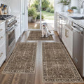 Washable Non-Skid 3 Piece Kitchen Rugs Set – Modern Boho Floral Low-Pile Area by BYYVOORugsforYourHome