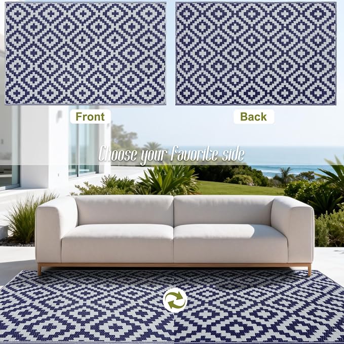 SAND MINE Reversible Mats, Plastic Straw Rug, Modern Area Rug, Large Floor Mat - Image 3