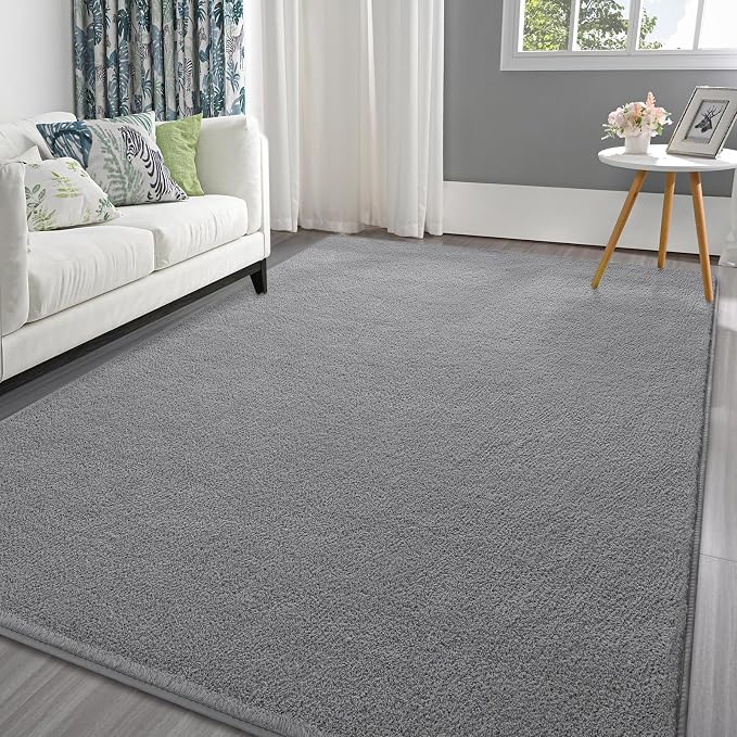 Pettop 4x6 ft Grey Area Rugs for Bedroom Living Room, Washable Memory Foam by Pettop