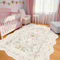 Scalloped Floral Rug 6x9, Neutral Beige Washable Non Slip Area Rug by Dadasgk