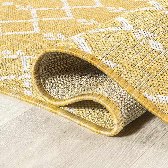 JONATHAN Y Moroccan Geometric Indoor Outdoor Area Rug 4X6 Yellow/Cream - Image 5