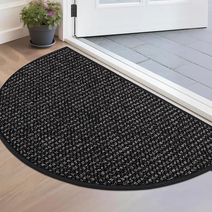 BEQHAUSE Dirt Trapper Door Mat 17" x 30" Half Circle Non Slip Washable Doormats by BEQHAUSE