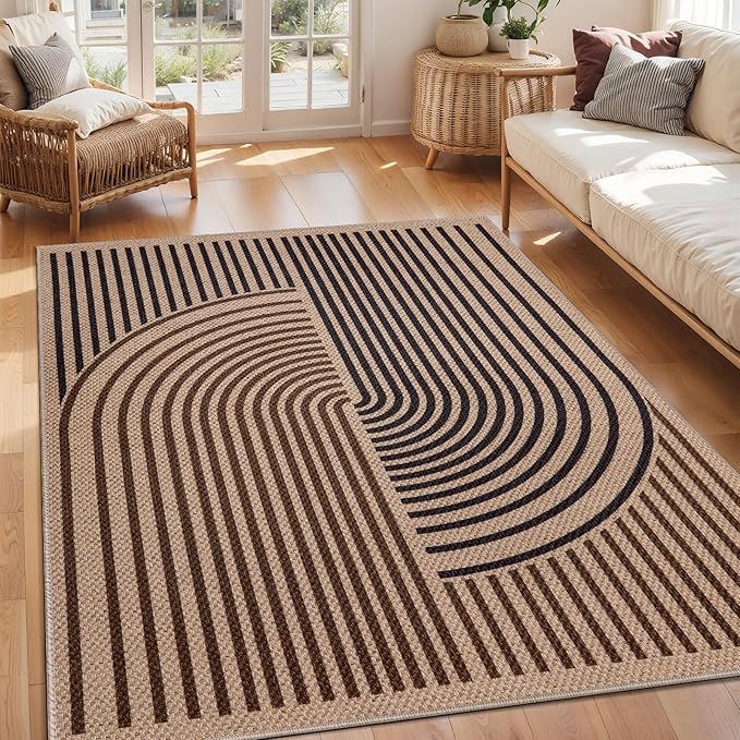 Tangsoo Easy Jute 4x6 Rug for Patio, Non-Slip Dark Brown Indoor Outdoor Carpet by Tangsoo