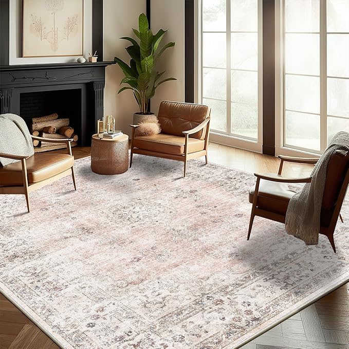CHAMPLANT Washable Area Rug 10'x14' Boho Design Non-Shedding Easy Care Ideal by CHAMPLANT