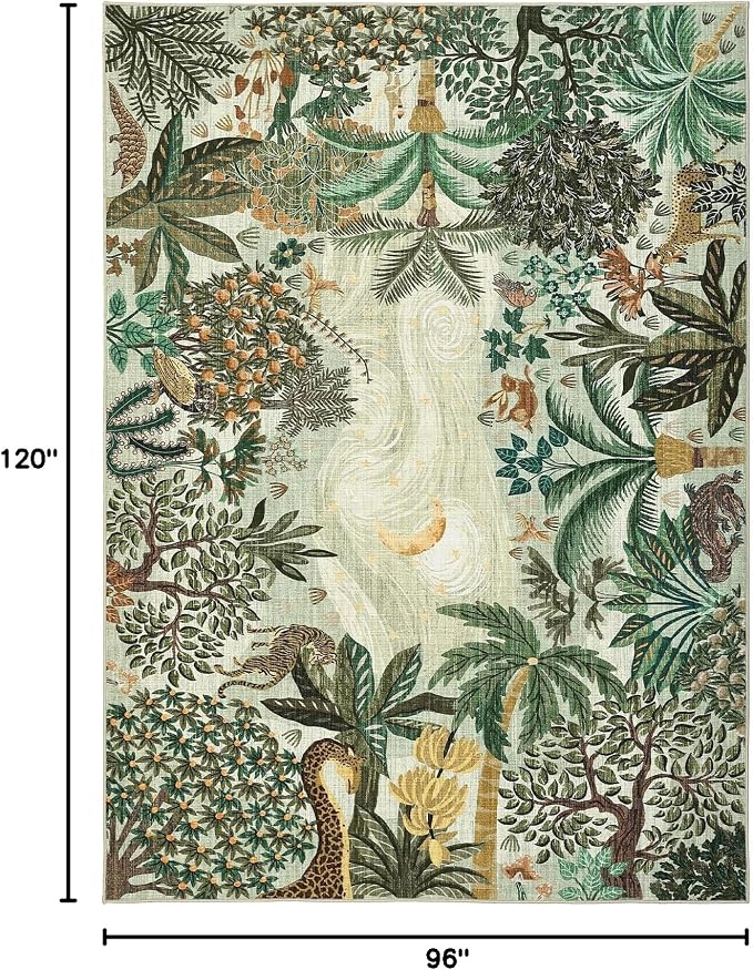 GarveeHome Area Rugs 8x10 for Living Room, Jungle Animal Large Washable Rug - Image 2