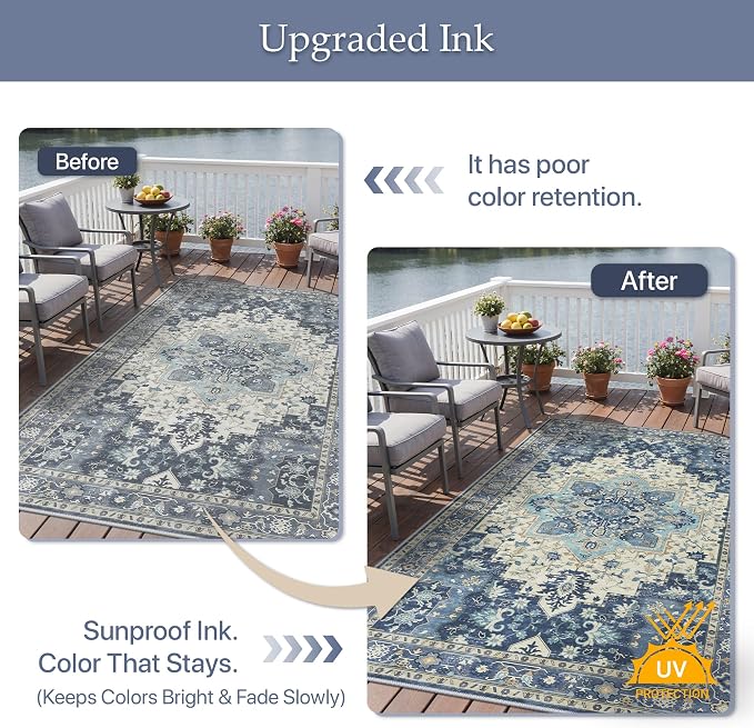 GENIMO Outdoor & Indoor Area Rug 8'x10', Waterproof, Non-Shedding, Easy Cleaning - Image 5