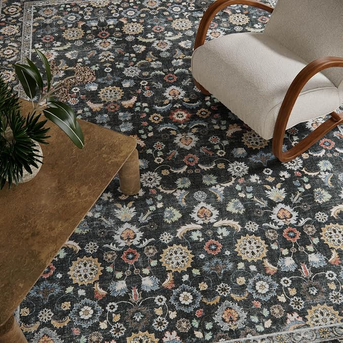 Washable Area Rugs for Living Room: 5x7 Bedroom Rug Vintage Boho Area Rug Stain - Image 4