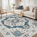 10x14 Washable Area Rug: Vintage Neutral Soft Non Slip Thin Large Floor Carpet by MICGEEK