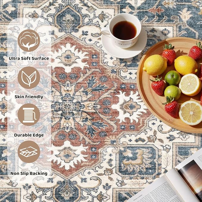 6ft Round Vintage Living Room Area Rug - Image 3