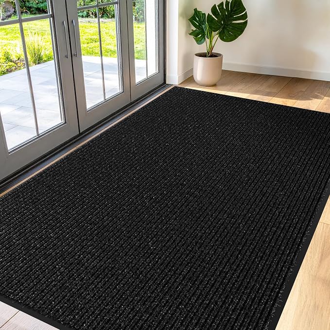 Large Door Mat 3' x 5' Black, Heavy Duty Commercial Floor Mat, Industrial Floor by Unknown