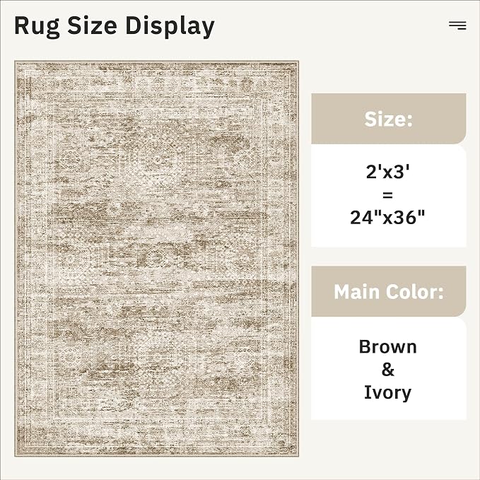 Soalmost 2x3 Washable Rugs for Kitchen, Powder Room Small Area Rug Non-Slip - Image 5