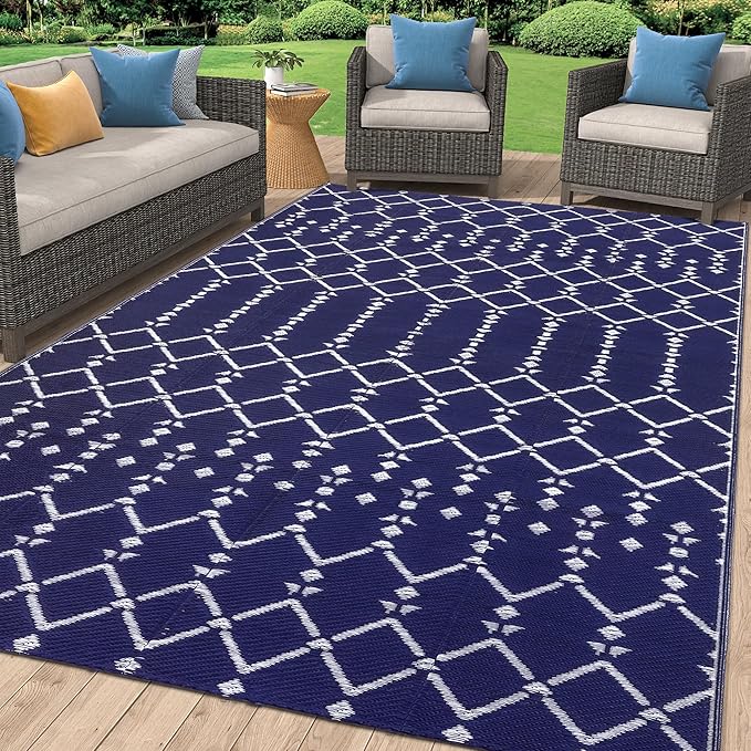 Smiry Outdoor Rug 5x8 ft, Waterproof Reversible Plastic Straw Rugs, Boho by Smiry