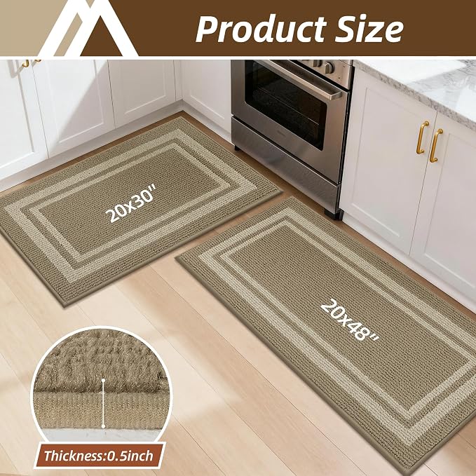 COSY HOMEER Kitchen Rugs Sets 2PCS, Non-Slip Washable Kitchen Mats - Image 2