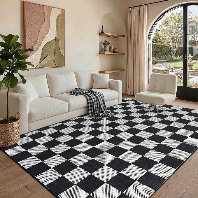 GarveeHome Checkered Dark 9x12 Area Rugs - Image 3