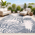 JONATHAN Y Tropics Palm Leaves Indoor Outdoor Area Rug 3x5 Cream/Dark Blue by JONATHANY
