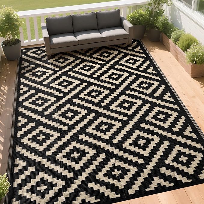 RURALITY Outdoor Rugs 6x9 Feet for Patios Clearance, Plastic Straw Waterproof - Image 3