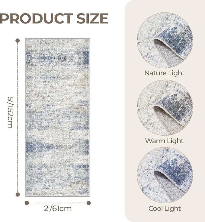 2x5 Rug Runner Washable for Entryway, Soft Bathroom Rugs - Image 2
