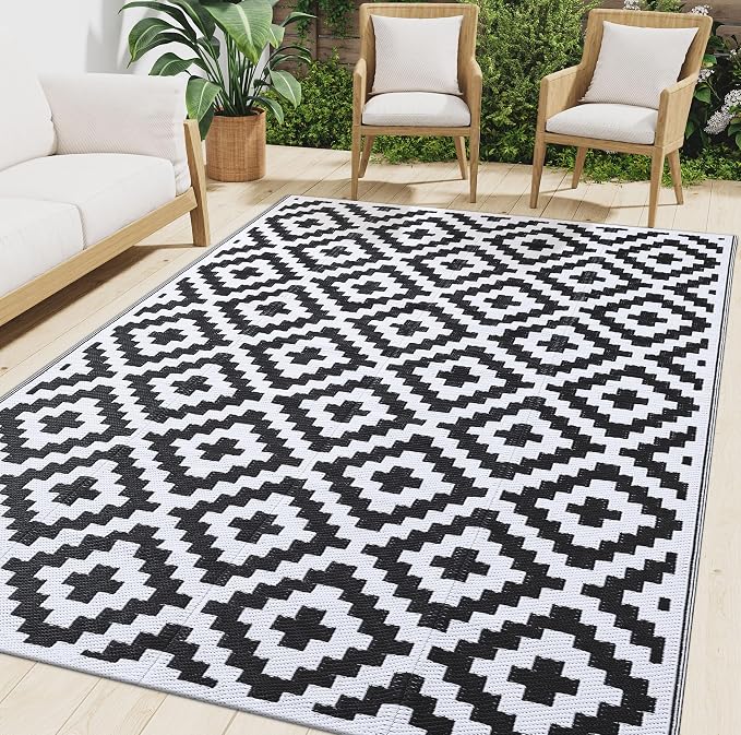 Smiry Waterproof Outdoor Rug 9x12 ft, Reversible Plastic Straw Patio Camping by Smiry