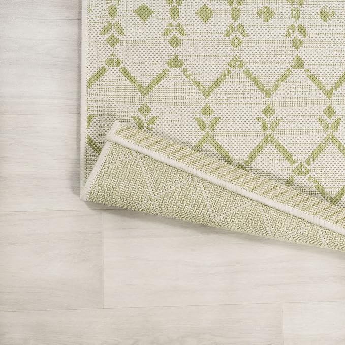JONATHAN Y Moroccan Geometric Indoor Outdoor Area Rug 3X5 Cream/Green, Ourika - Image 4