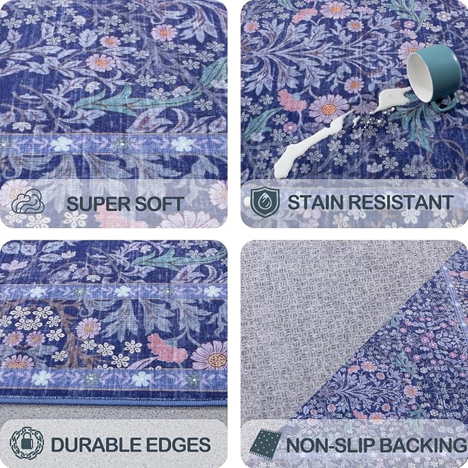4x6 Area Rug for Bedroom Beside Rug, Laundry Room, Washable Non-Slip Low Pile - Image 6