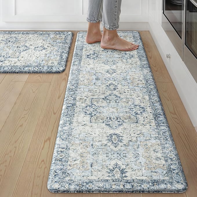 GENIMO Kitchen Mats for Floor 2PCs, Washable Anti Fatigue Mat for Cushioned by GENIMO