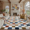 PureCozy Checkered Rug 8x10 for Living Room, Modern Rainbow Shag Rug Washable by PureCozy