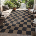 Lahome Checkered Easy Jute Living Room Rugs, 5x7 Black Dining Room Office Rug by Lahome