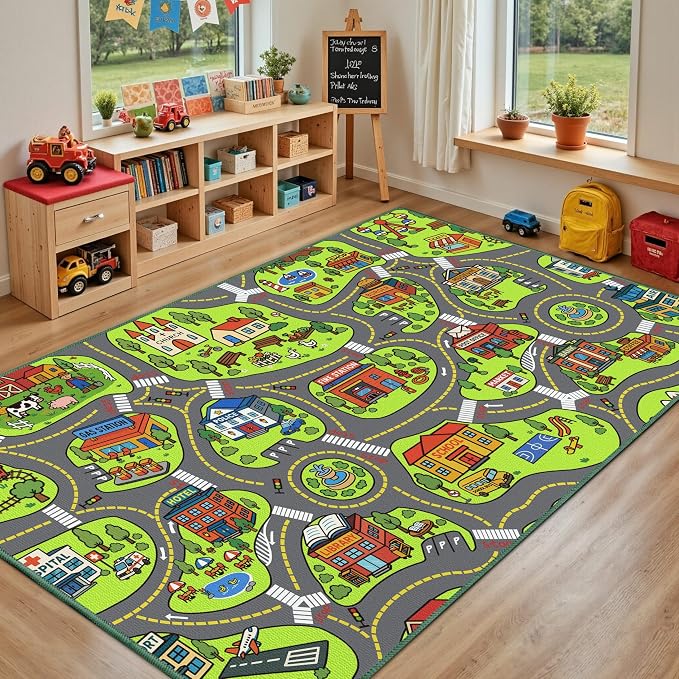 Upgrade Ultra Non Slip Kids Car Rug, Kids Road Playmat Rug by ArenaRug