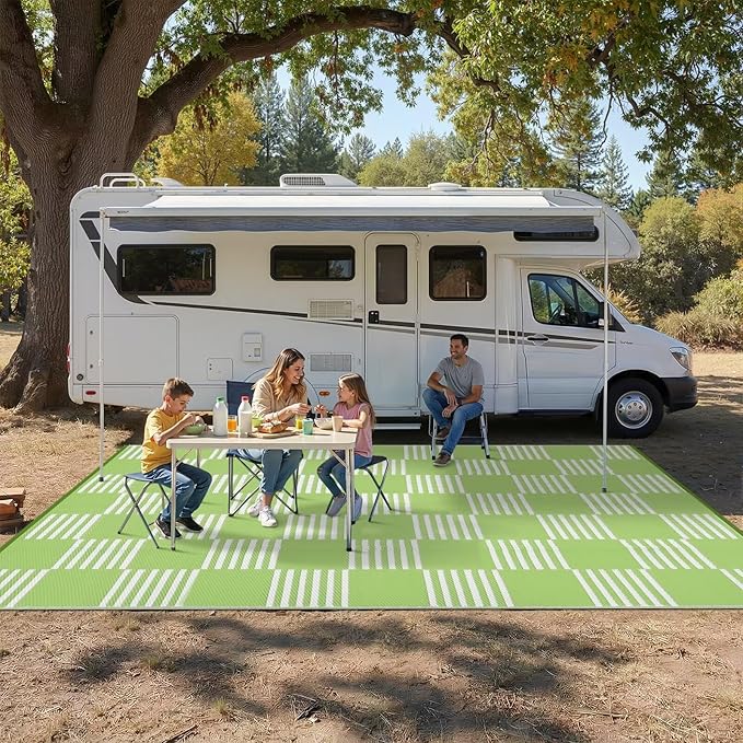 Garvee Waterproof Outdoor Rug 10x20, Checkered Foldable Plastic Straw Patio - Image 7