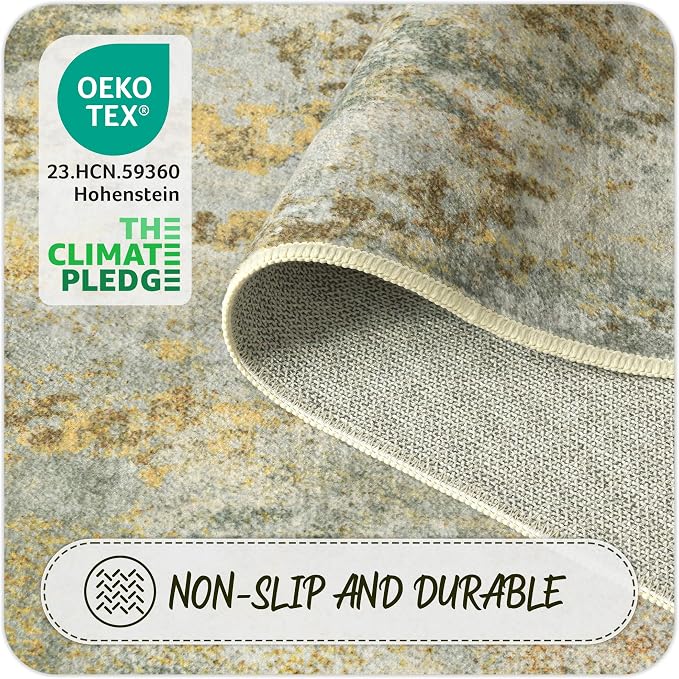 Green Washable Rug 6x9 Area Rugs - Image 5