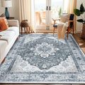 RELEANY Area Rugs 5'x7' Washable Non-Slip, Floral Vintage Distress Medallion by RELEANY