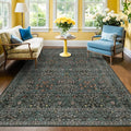 Dark Green Floral Living Room Rug 5x7 Area Rug by HazoHaus