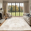 Rugxara 8x10 Washable Area Rug for Living Room, Extra Large Neutral Vintage by Rugxara