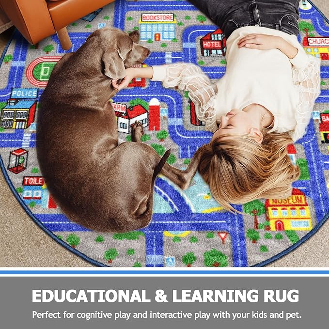 Capslpad Blue Car Road Kid Rug Carpet Playmat - Image 5