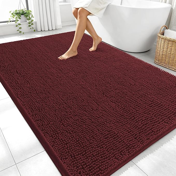 OLANLY Large Bathroom Rugs 70x46, Soft Absorbent Chenille Bath Rugs, Rubber by OLANLY