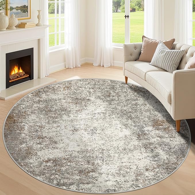 6ft Washable Round Rug by KiginaraArt
