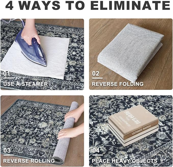 KILOCOCO Hallway Runner 2x5 Rug Runner Printed Vintage Floral Washable Kitchen - Image 8