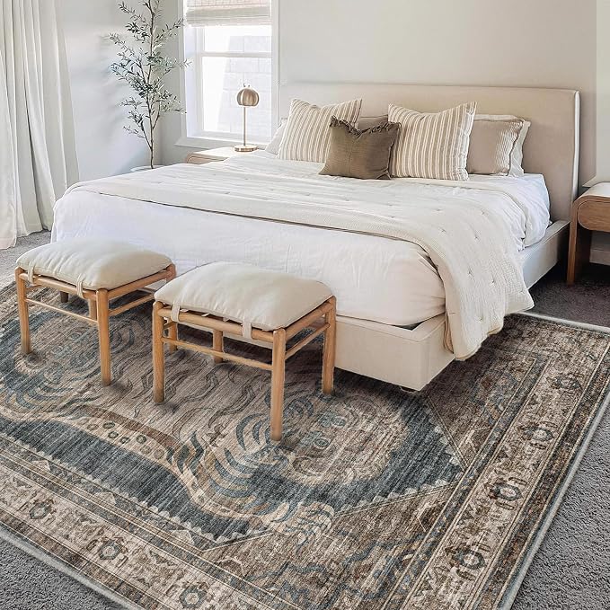 CHAMPLANT Area Rug 6'x9' Washable Vintage Traditional Floor Cover Thin Retro - Image 2