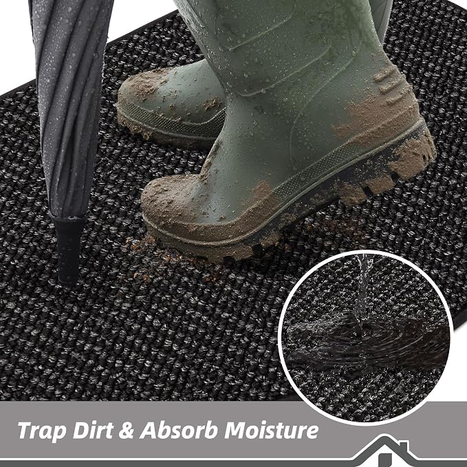 BEQHAUSE Dirt Trapper Door Mat 32" x 48" Half Circle Non-Slip Washable Doormats - Image 3