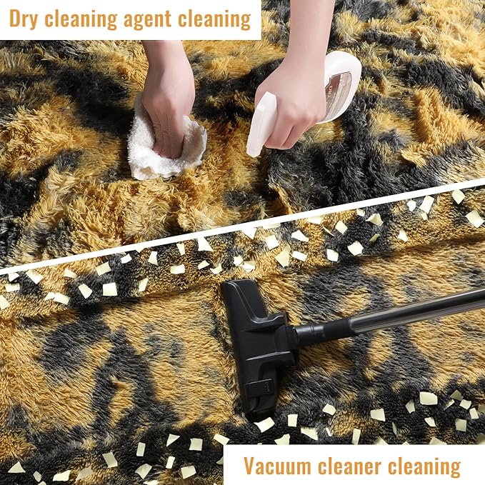 PAGISOFE 4x6 Black and Yellow Bedroom Rugs, Fluffy Modern Living Room Area Rug - Image 6