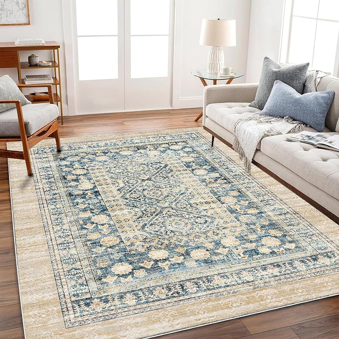 CHAMPLANT Washable Area Rug 3'x5' Vintage Traditional Floor Cover Foldable Thin by CHAMPLANT