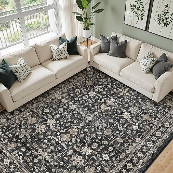 Dark Grey Rug for Living Room 9x12 - Image 5