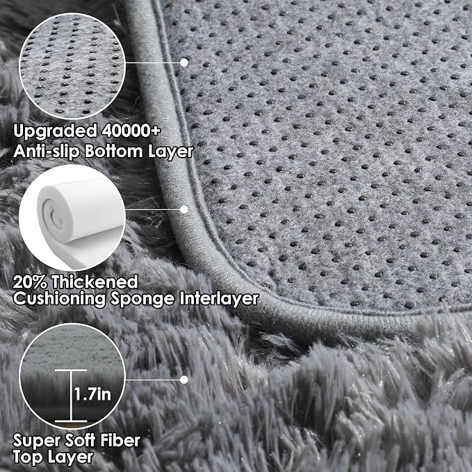 ONASAR Grey 6x9 Area Rugs for Living Room, Ultra Soft Plush Big Indoor Floor - Image 3