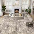 LOONGRUG 10x13 Brown Gray Abstract Area Rug by LOONGRUG