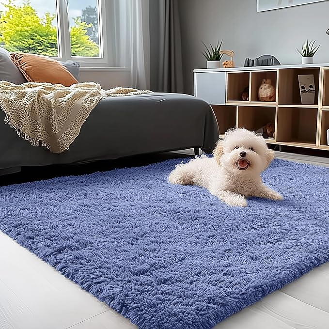 OLANLY 3x5 Machine Washable Small Bedside Rug, Soft Fluffy Shaggy Rugs by OLANLY