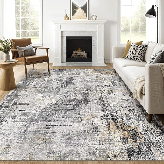7x10 Area Rug Living Room: Washable Large Abstract Soft Stain Resistant Indoor by LOONGRUG