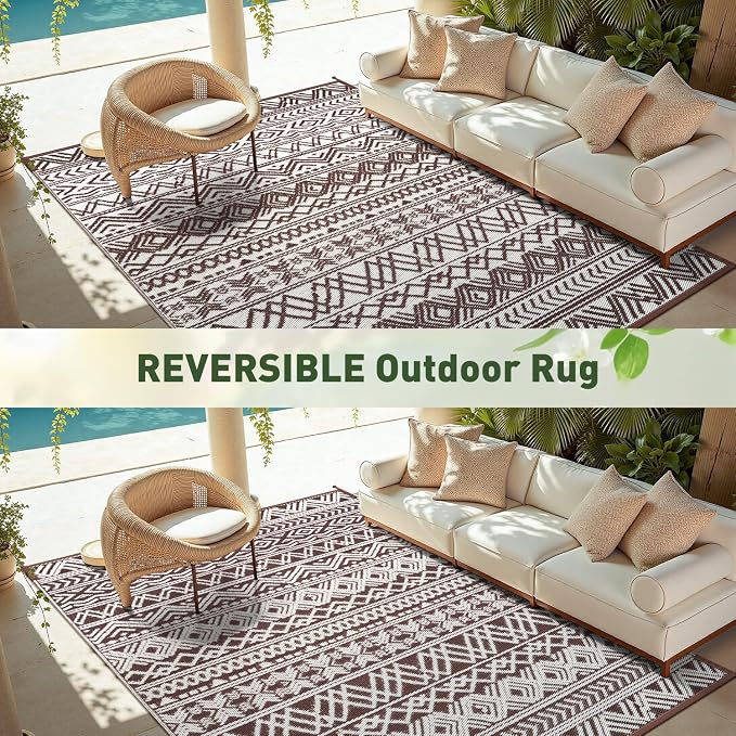 MontVoo Outdoor Rug 8x10 Waterproof Outdoor Patio Rug Mat Reverisble Plastic - Image 6