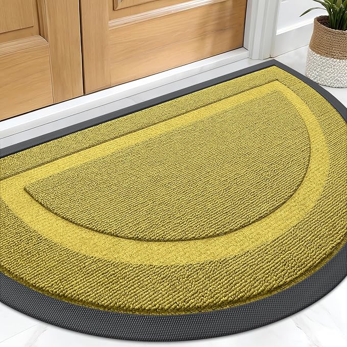 OLANLY Half Circle Door Mat Indoor Outdoor Entrance Welcome, Waterproof by OLANLY
