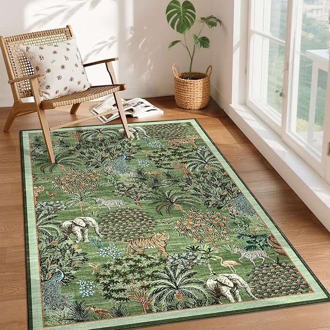 GarveeHome Jungle Animal Print Rug 3x5 Washable Area Rugs by GarveeHome